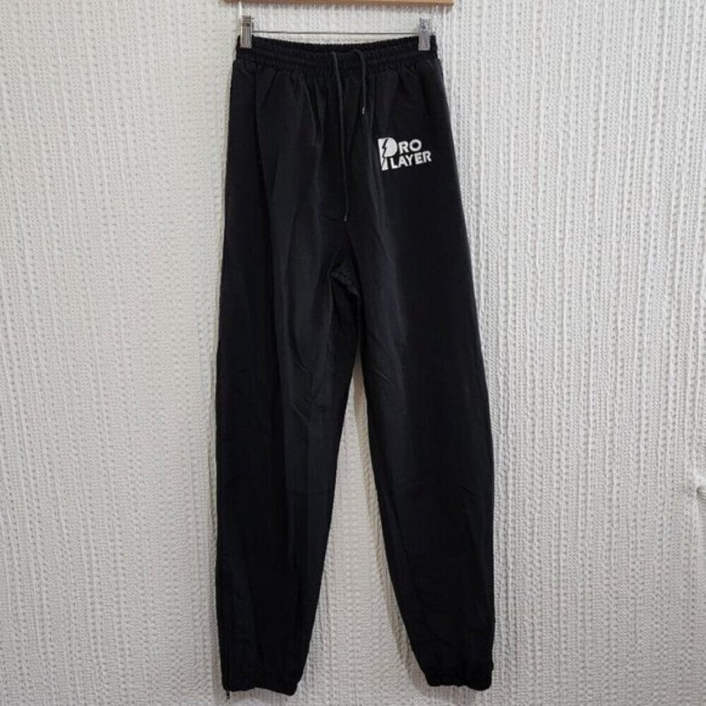 Vintage 90's NBA Pro Player Black Windbreaker Sweat Pant Jogger Pants Size Small - Picture 2 of 12